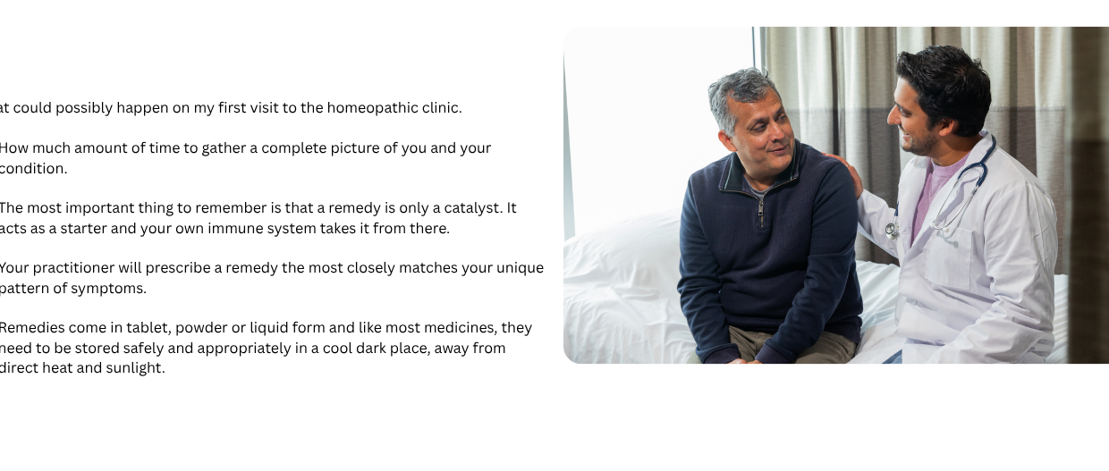 Practitioner speaking with a patient during their first homeopathic consultation