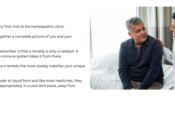 Practitioner speaking with a patient during their first homeopathic consultation